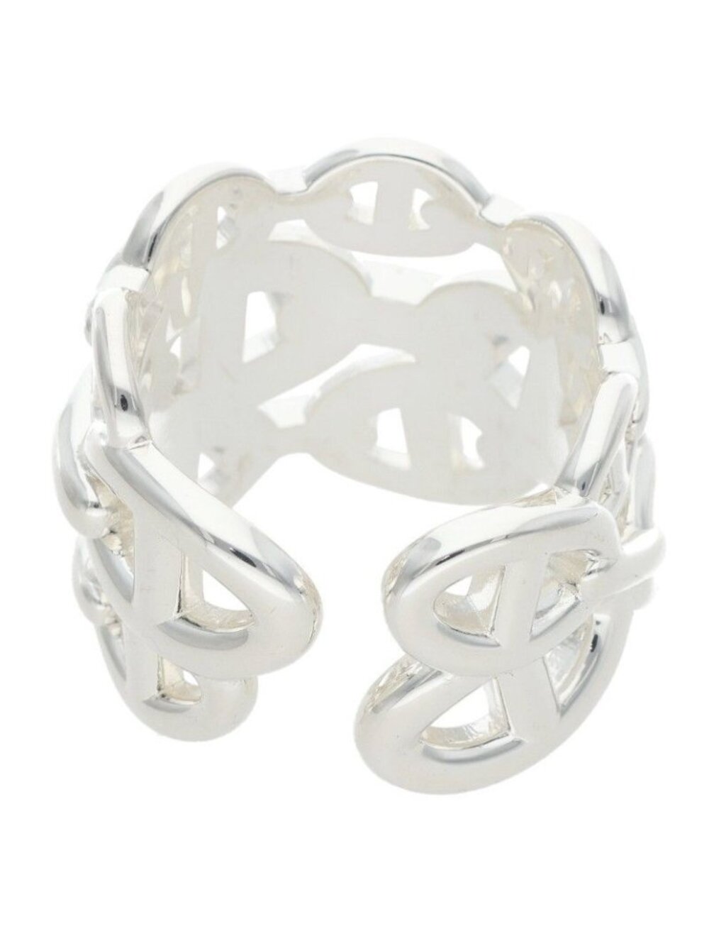 Hermes Chaine D'ancre Enchainee GM Silver Ring